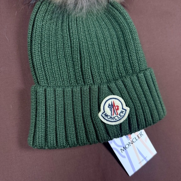 Moncler Green Knit Beanie w/ Pom Pom – Women’s – New - Picture 2 of 4